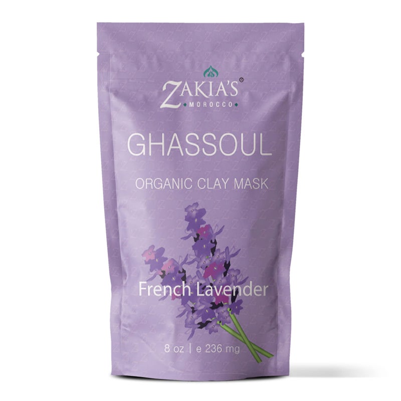 Zakia's Morocco Zakia's Moroccan Rhassoul Clay Mask (Lavender)- Organic Face and Body Clay - Anti-aging Mud Mask for Dry & Oily Skin, Acne, Eczema & Psoriasis - 8 Oz - Image 1